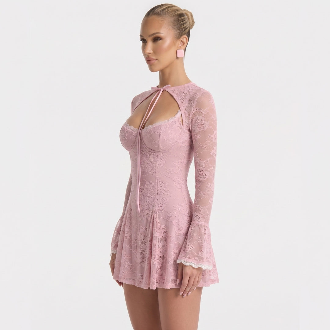 Alice | Mini Dress with Lace Overlay and Corset Bodice