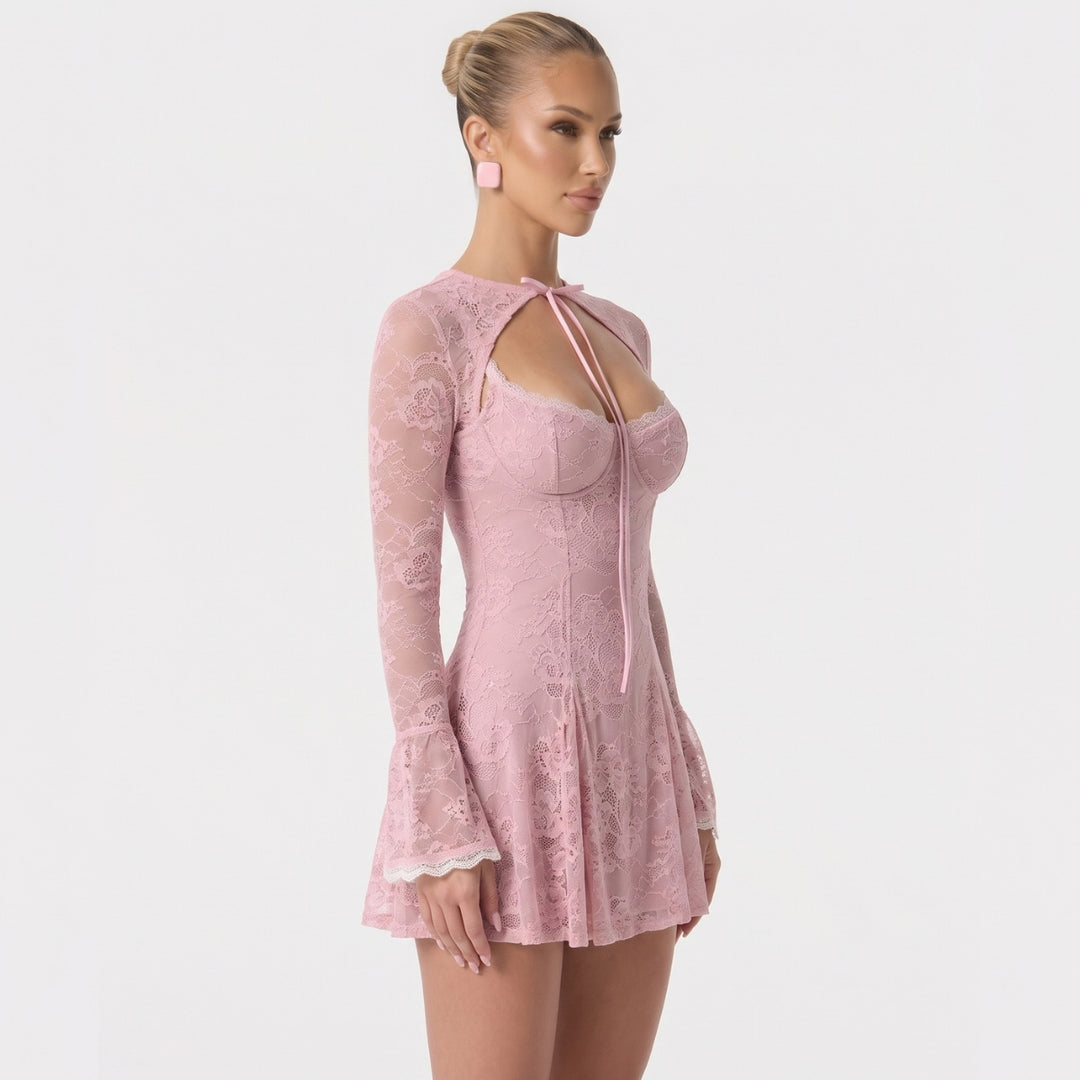 Alice | Mini Dress with Lace Overlay and Corset Bodice