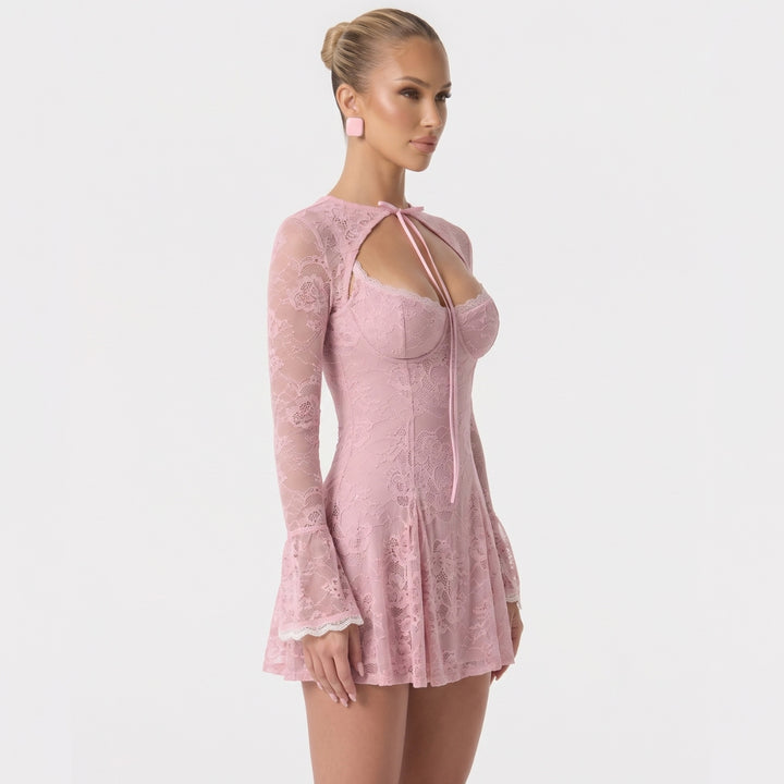 Alice | Mini Dress with Lace Overlay and Corset Bodice