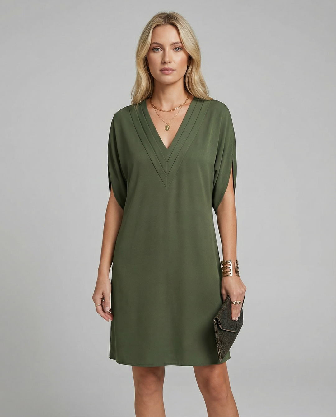 Maeva | V-Neck Multi-Layered Casual Midi Dress