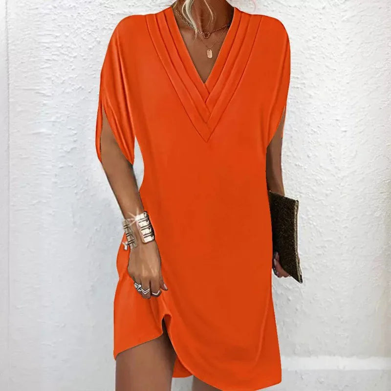Maeva | V-Neck Multi-Layered Casual Midi Dress