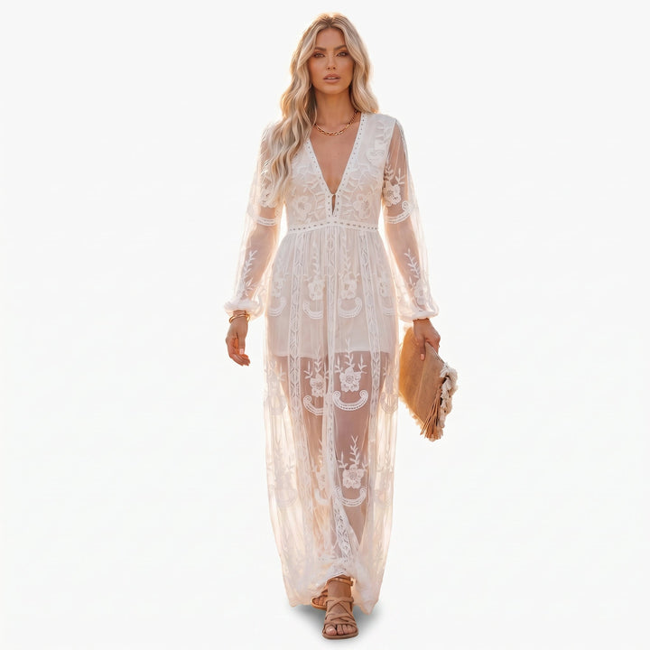 Josephine | Long Sleeve White Maxi Dress