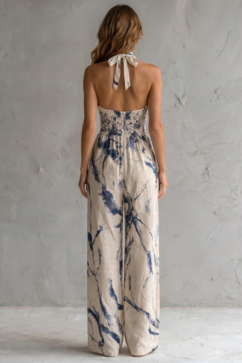 Marivane | Artistic Ink Print Wide-Leg Jumpsuit