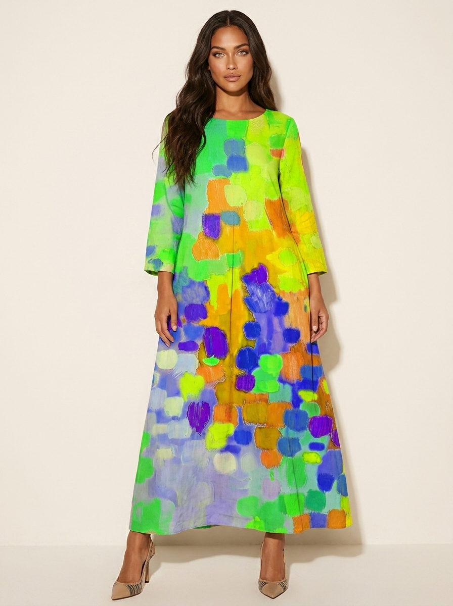 Antonella | Artistic Print Maxi Dress