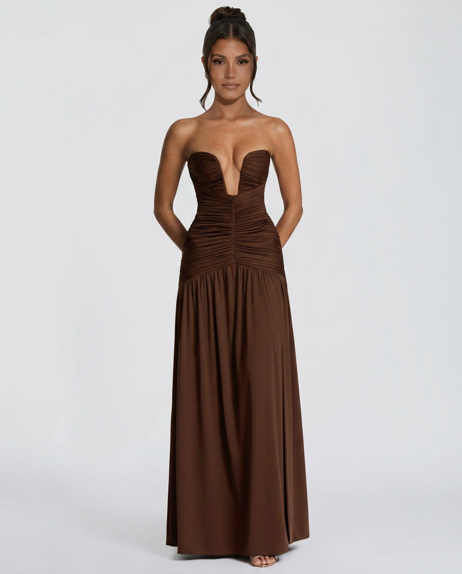 Tatum | Gathered Side Slit Maxi Dress