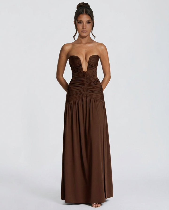 Tatum | Gathered Side Slit Maxi Dress