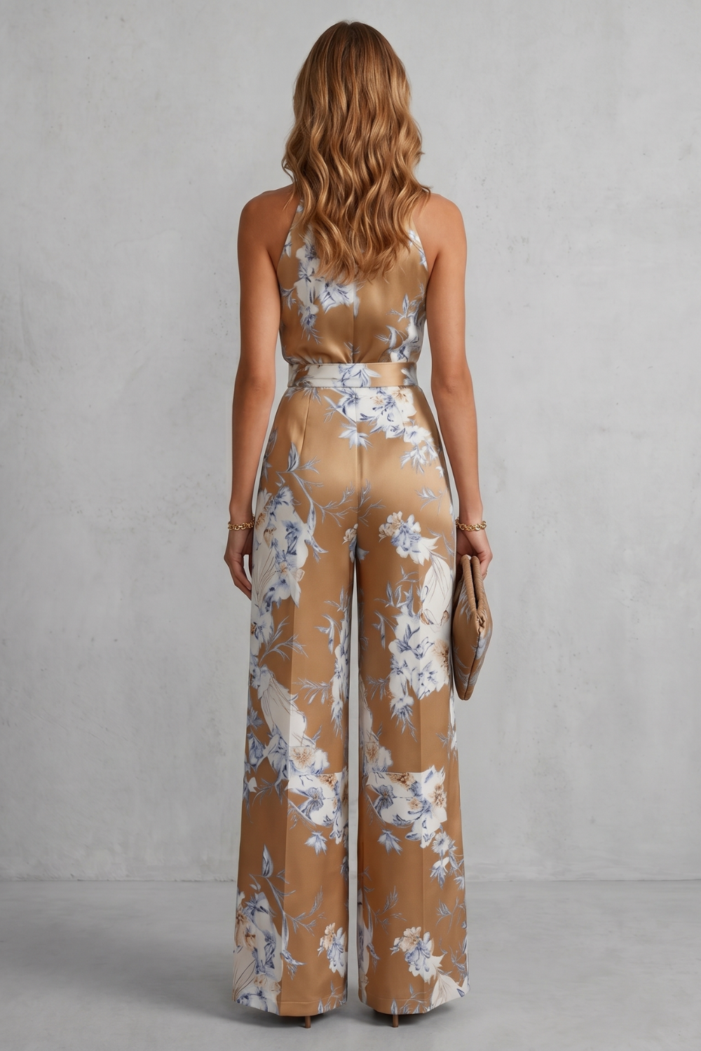 Aurelline | Floral Print Halter Wide-Leg Jumpsuit