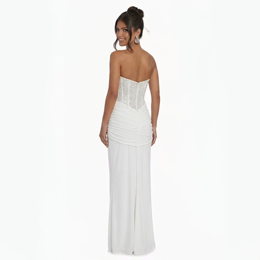 Auriel | Long Sleeve Sequin Pleated Maxi Dress