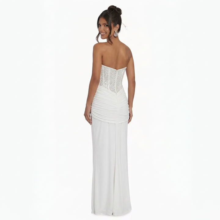 Auriel | Long Sleeve Sequin Pleated Maxi Dress