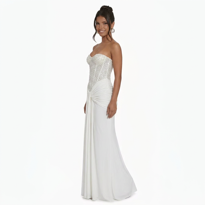 Auriel | Long Sleeve Sequin Pleated Maxi Dress