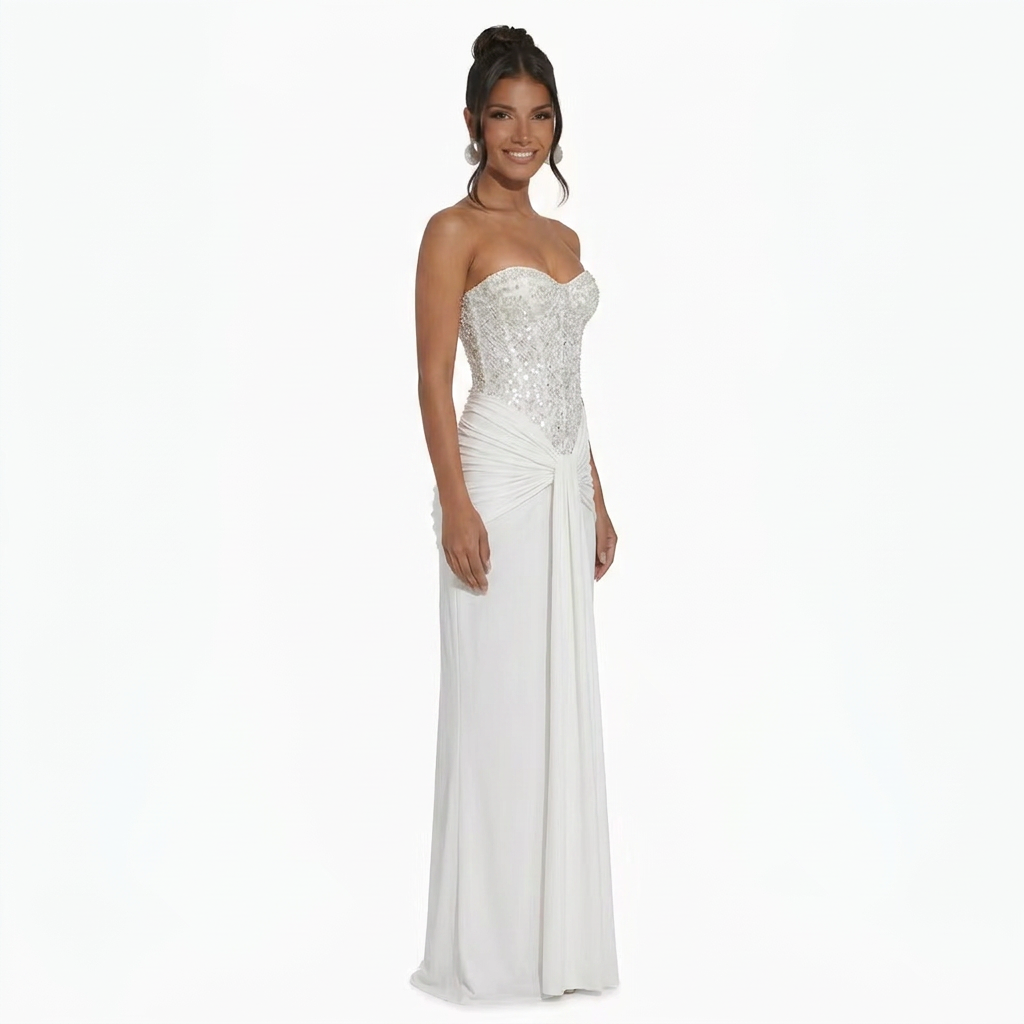 Auriel | Long Sleeve Sequin Pleated Maxi Dress