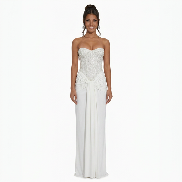 Auriel | Long Sleeve Sequin Pleated Maxi Dress