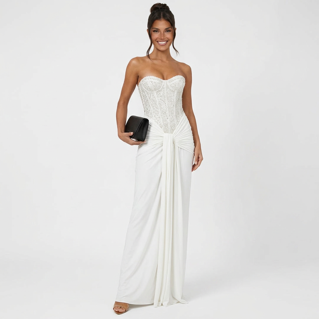 Auriel | Long Sleeve Sequin Pleated Maxi Dress