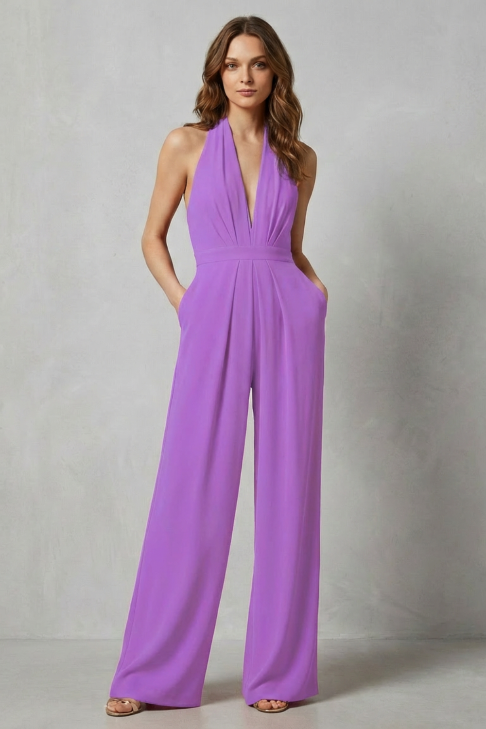 Liv | Backless Halter Wide-Leg Jumpsuit