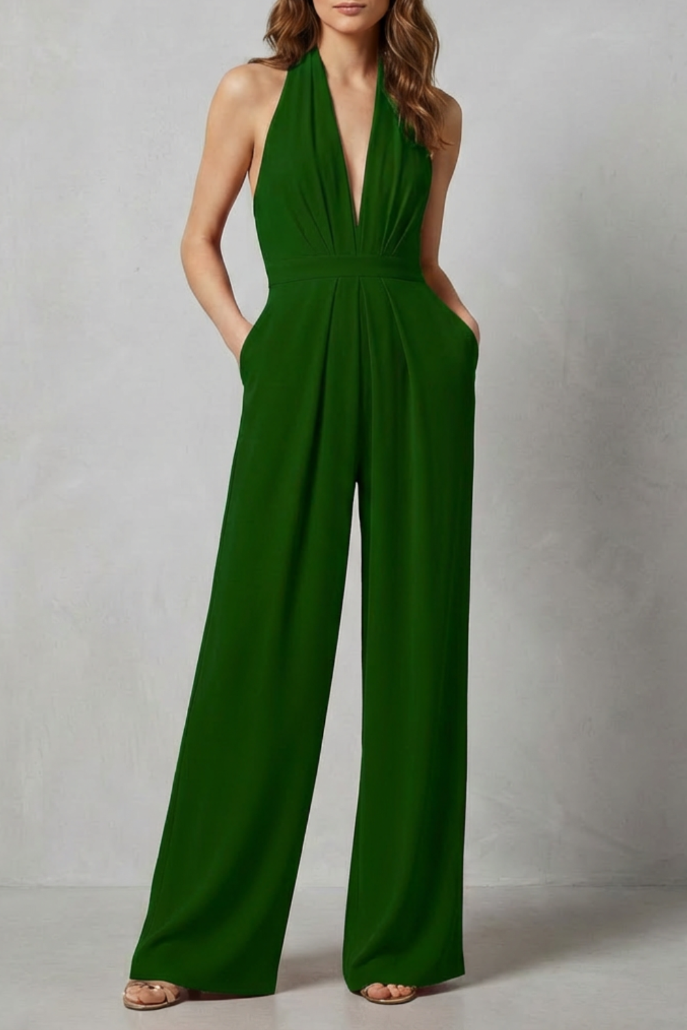 Liv | Backless Halter Wide-Leg Jumpsuit
