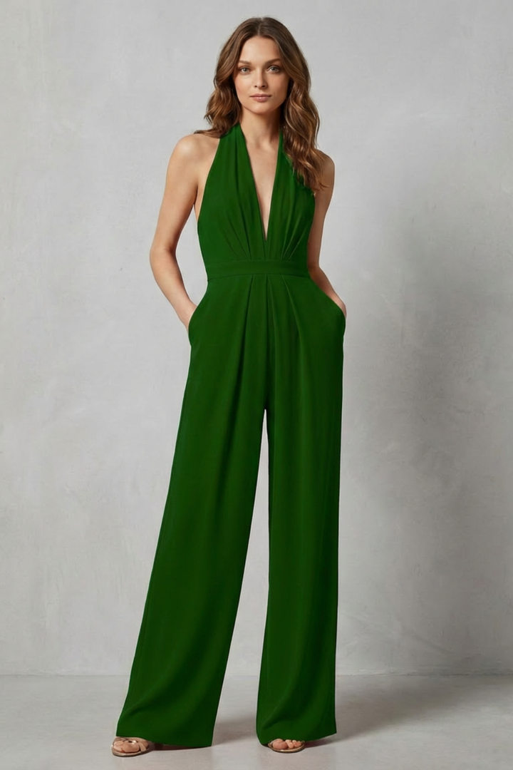 Liv | Backless Halter Wide-Leg Jumpsuit