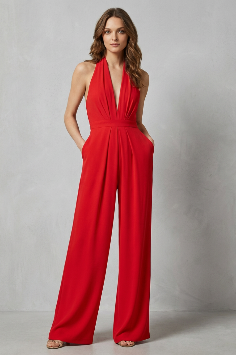 Liv | Backless Halter Wide-Leg Jumpsuit
