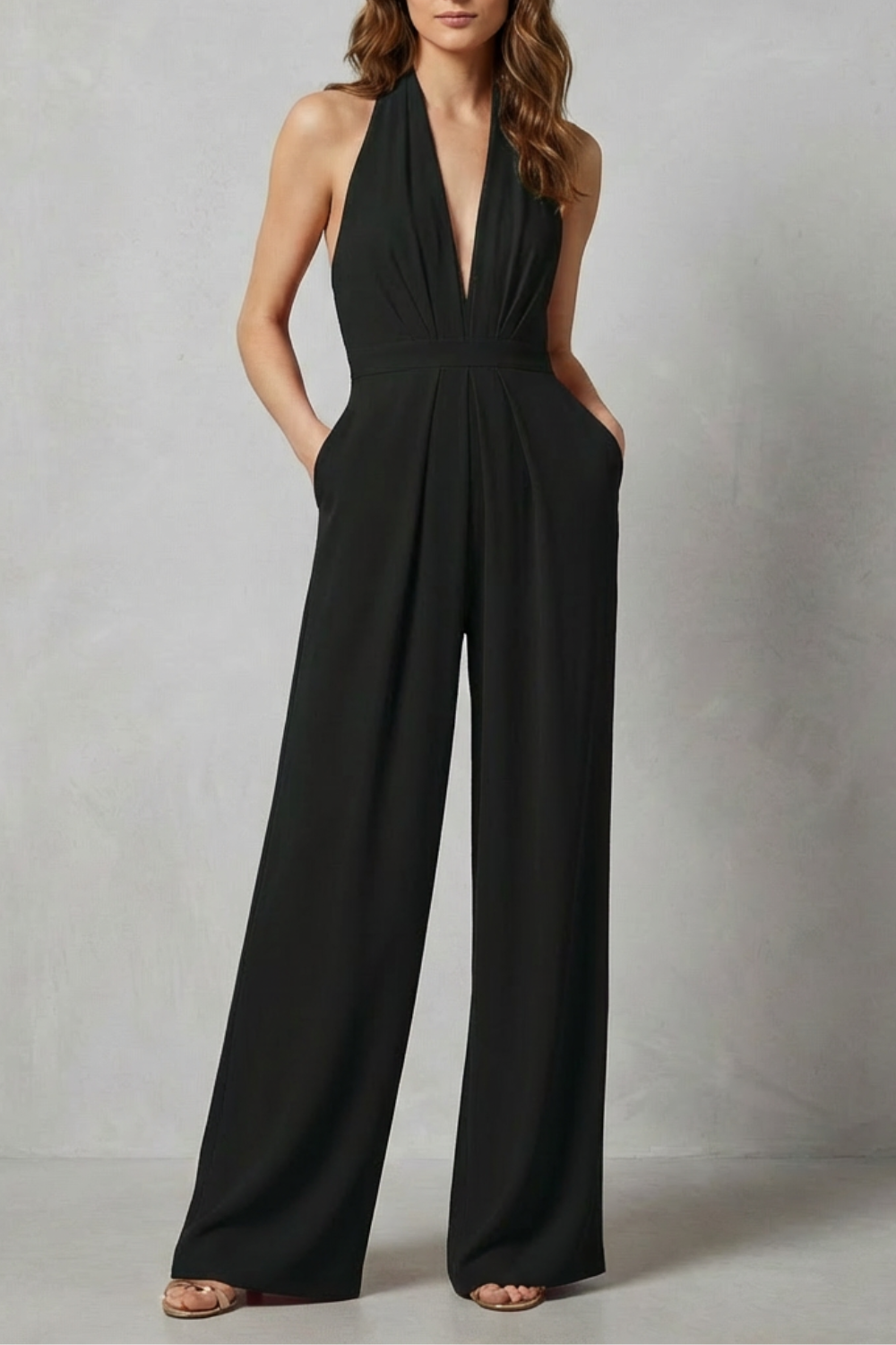 Liv | Backless Halter Wide-Leg Jumpsuit