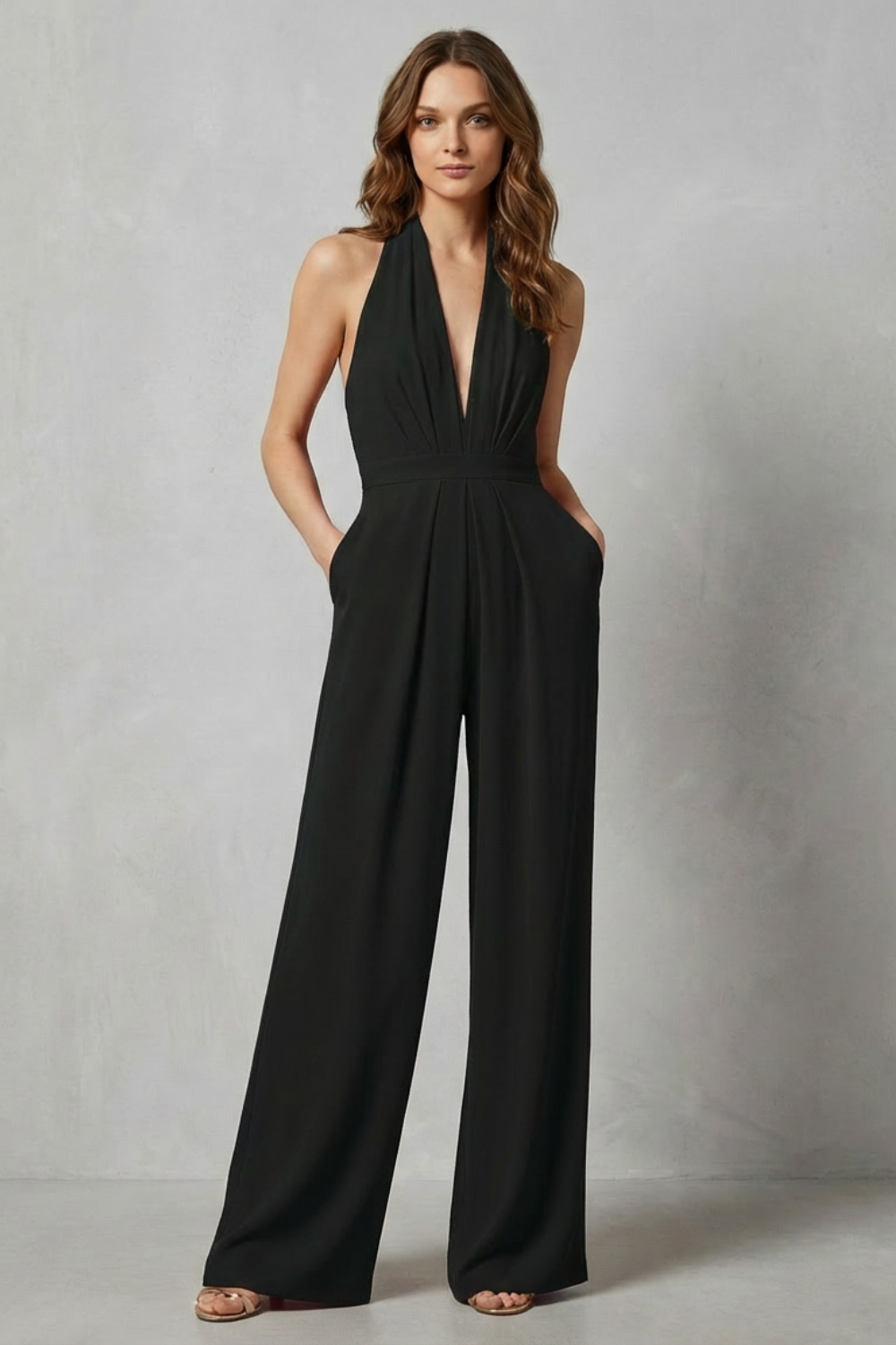 Liv | Backless Halter Wide-Leg Jumpsuit