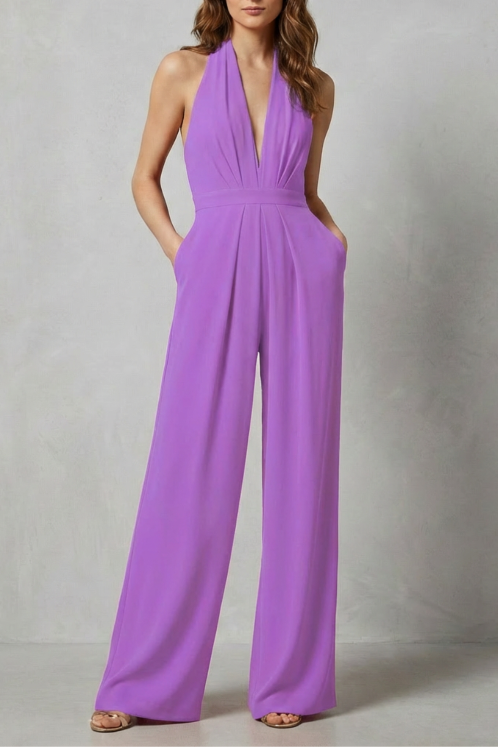 Liv | Backless Halter Wide-Leg Jumpsuit