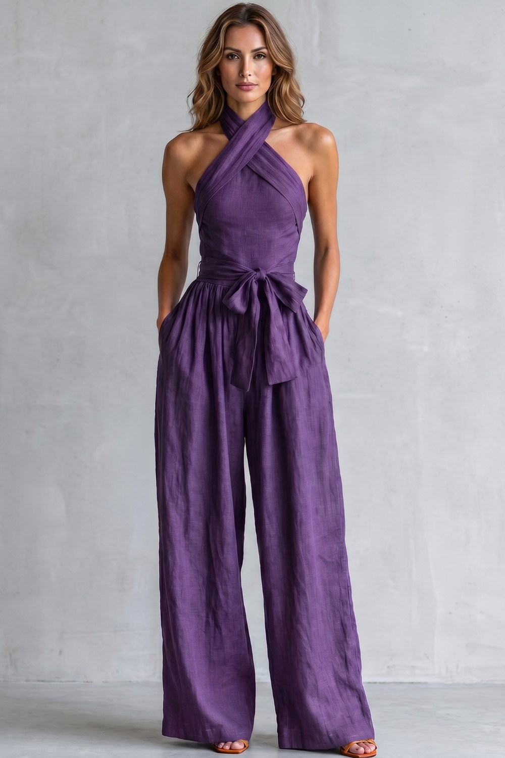 Aveline | Cross-Halter Wide-Leg Jumpsuit