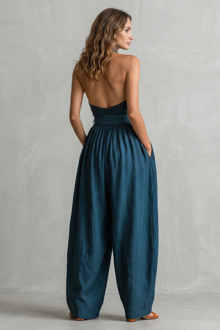 Aveline | Cross-Halter Wide-Leg Jumpsuit