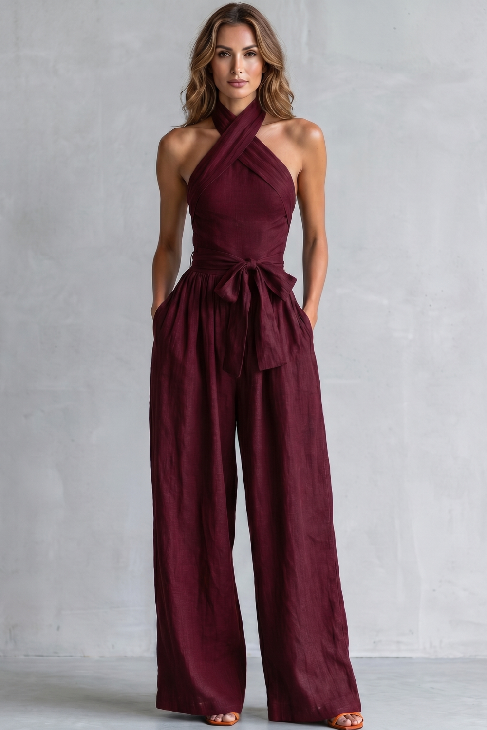 Aveline | Cross-Halter Wide-Leg Jumpsuit