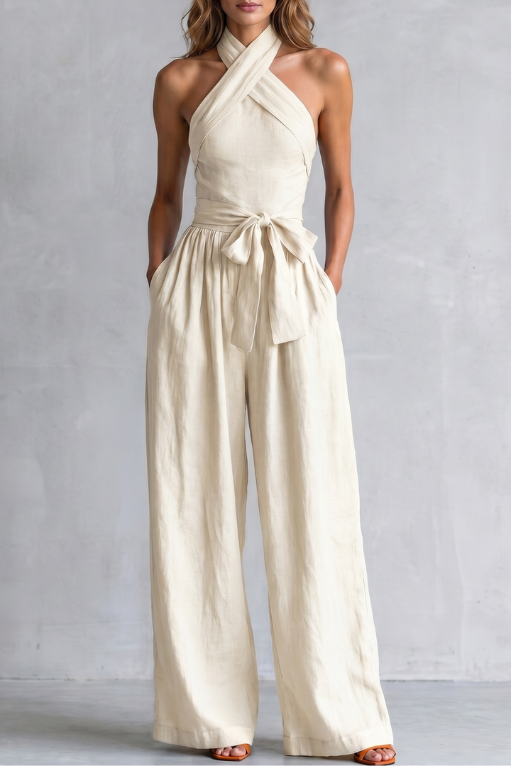 Aveline | Cross-Halter Wide-Leg Jumpsuit