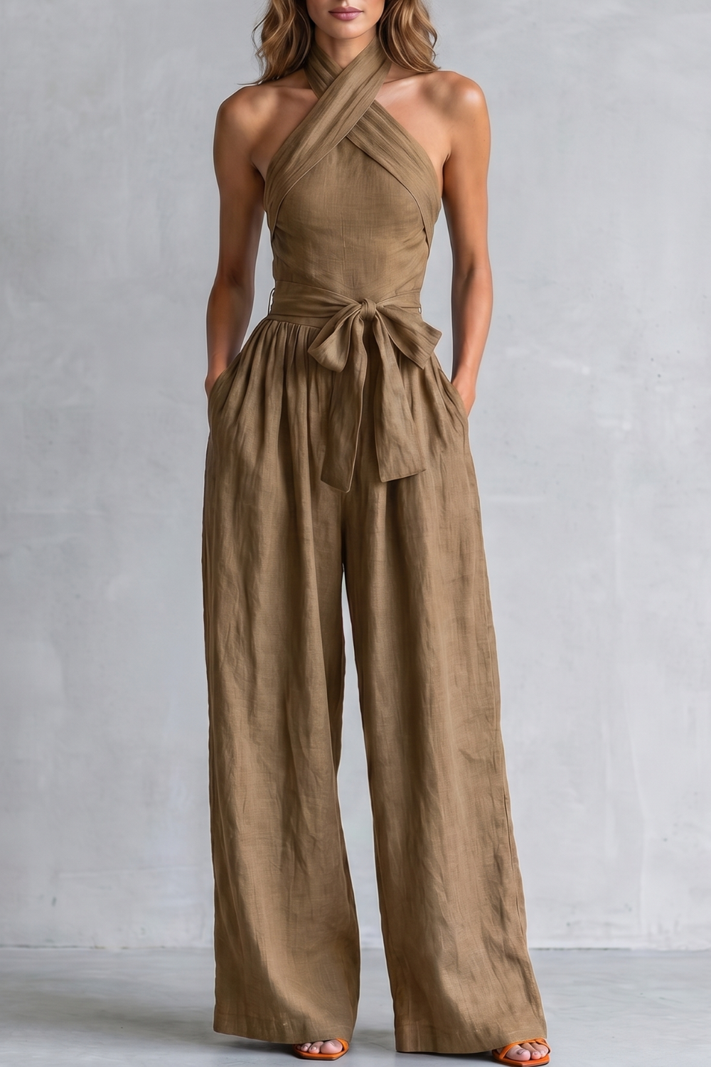 Aveline | Cross-Halter Wide-Leg Jumpsuit