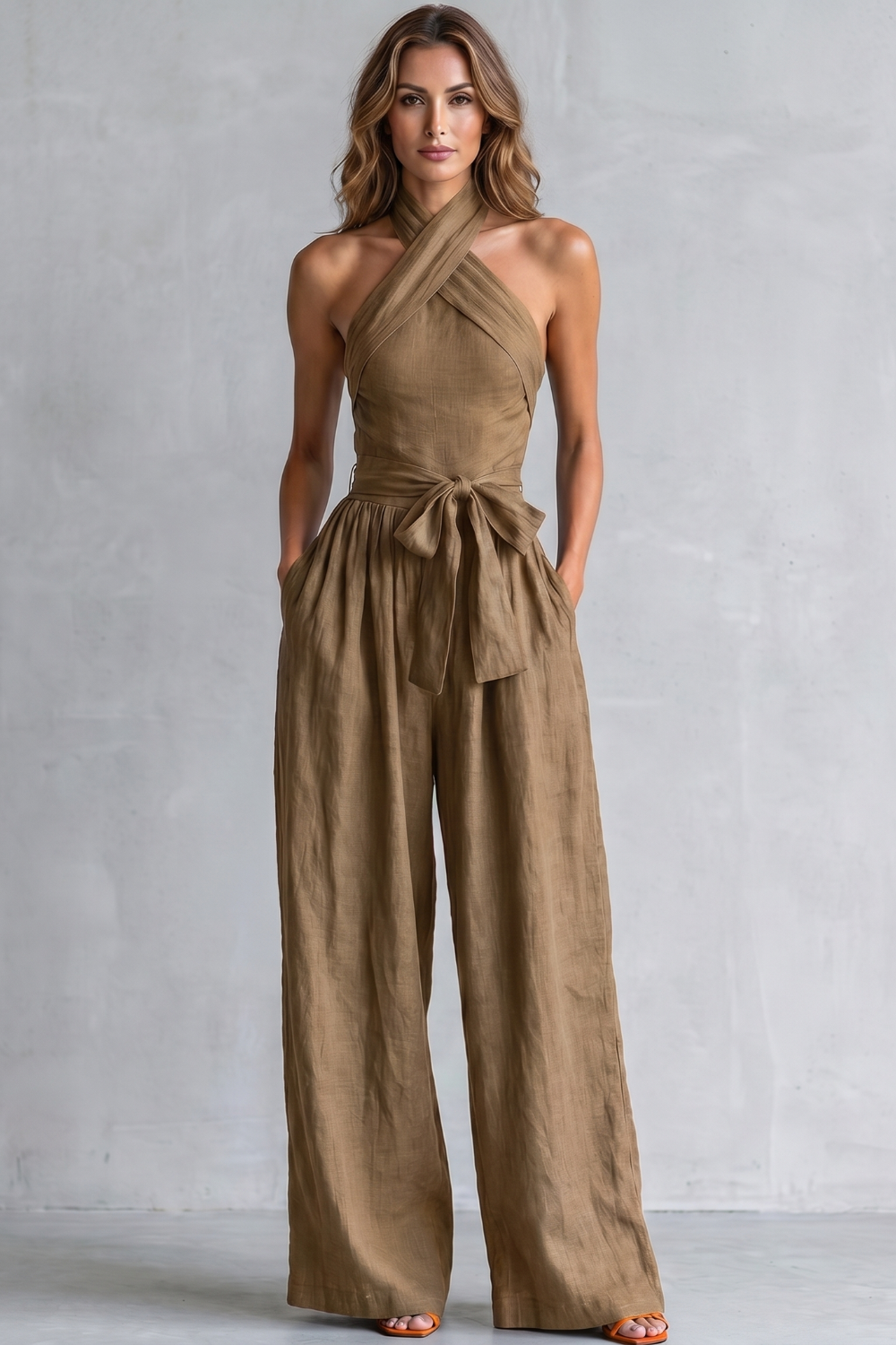 Aveline | Cross-Halter Wide-Leg Jumpsuit
