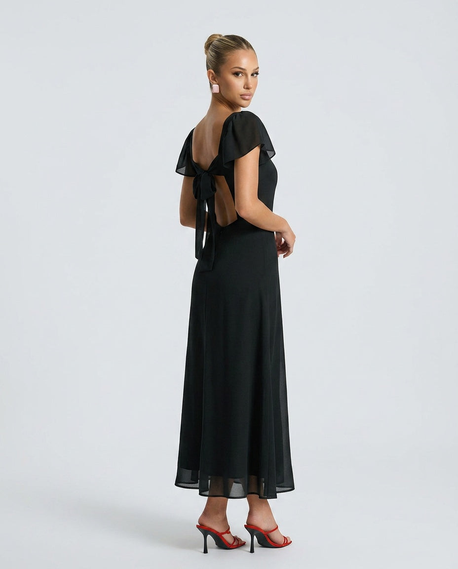 Greta | Sweetheart Neck Chiffon Maxi Dress