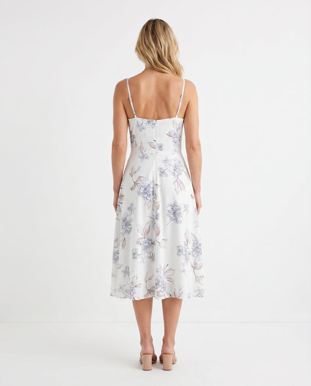 Xenia | Spaghetti Strap Floral Midi Dress