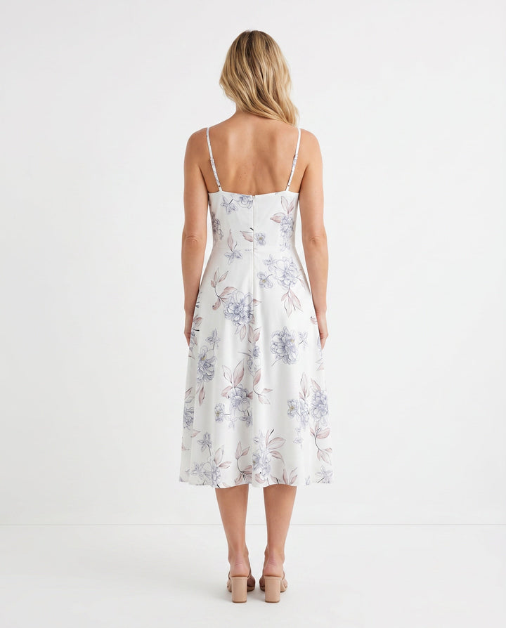 Xenia | Spaghetti Strap Floral Midi Dress