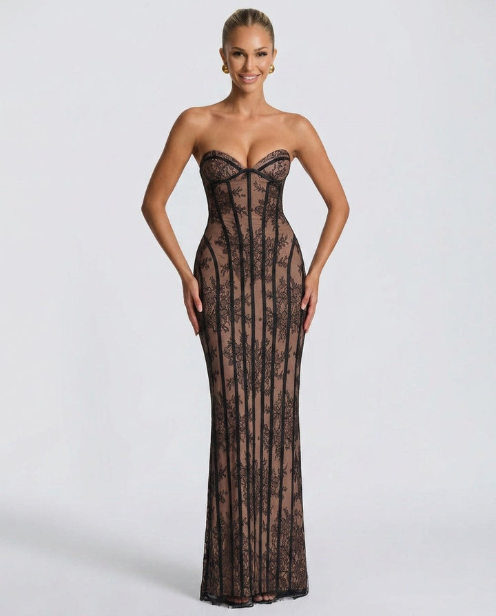 Juliette | Off-Shoulder Lace Sweetheart Maxi Dress