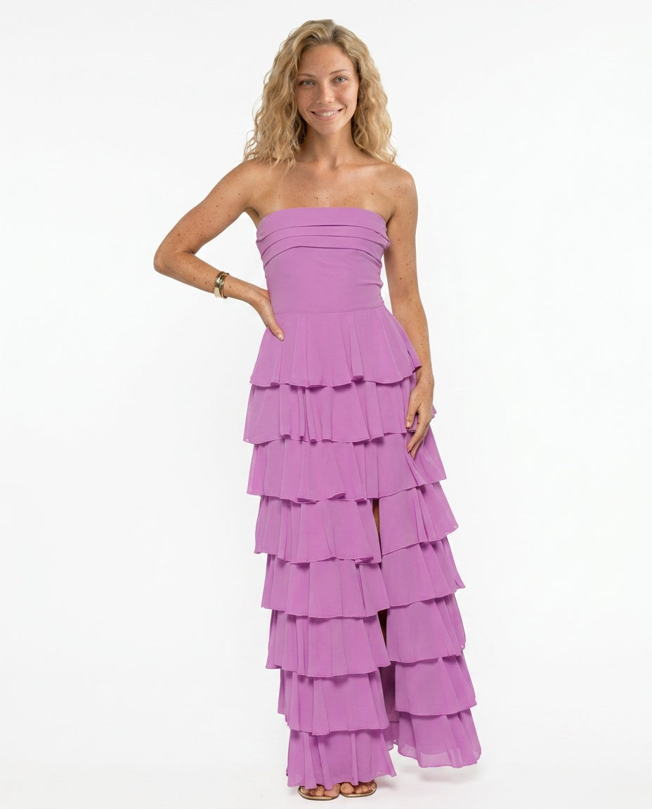 Kim | Strapless Ruffle Maxi Dress