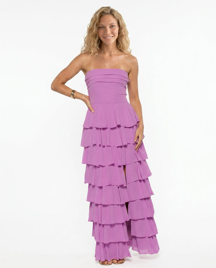Kim | Strapless Ruffle Maxi Dress