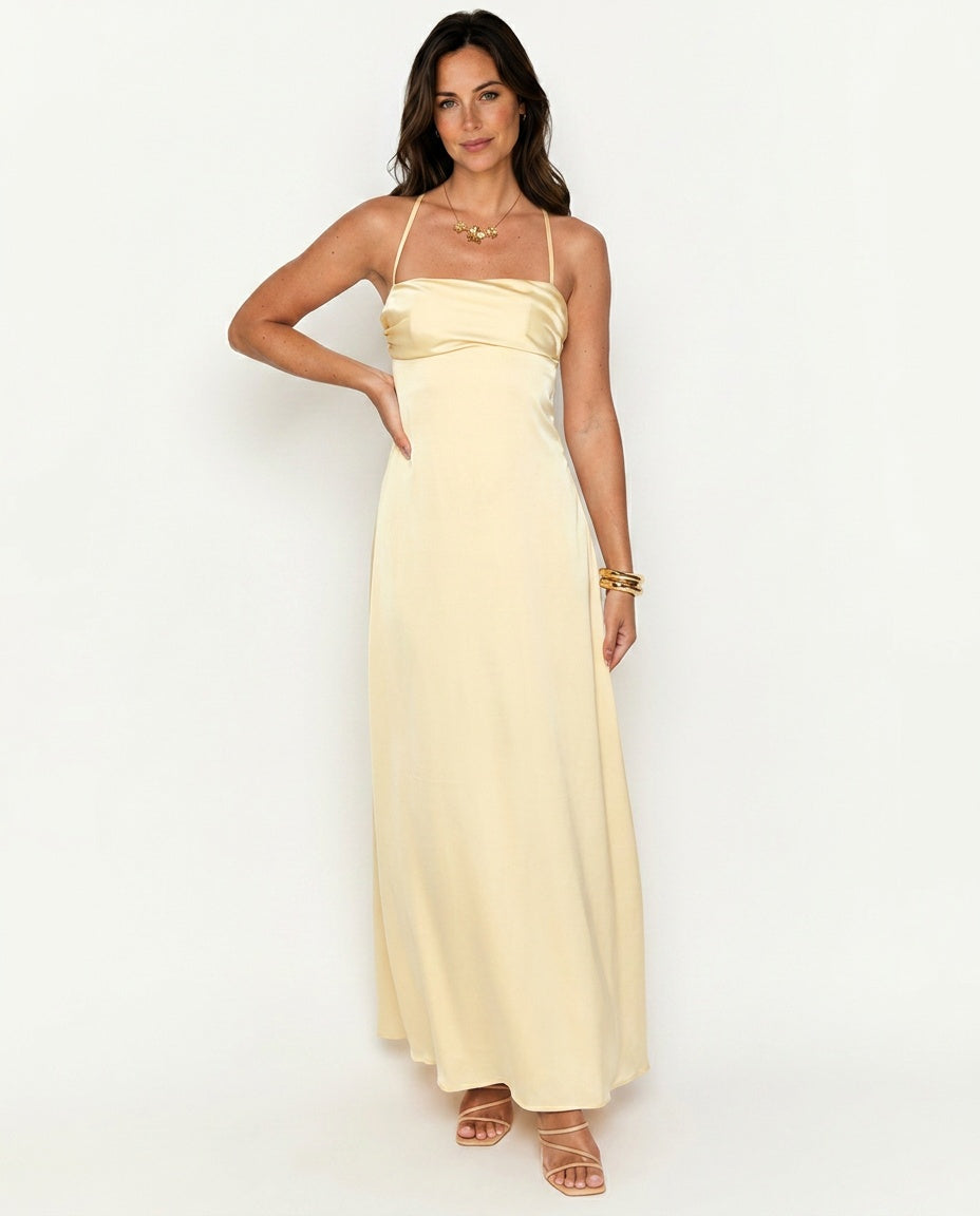 Vivienne | Satin-Look Wedding Guest Maxi Dress