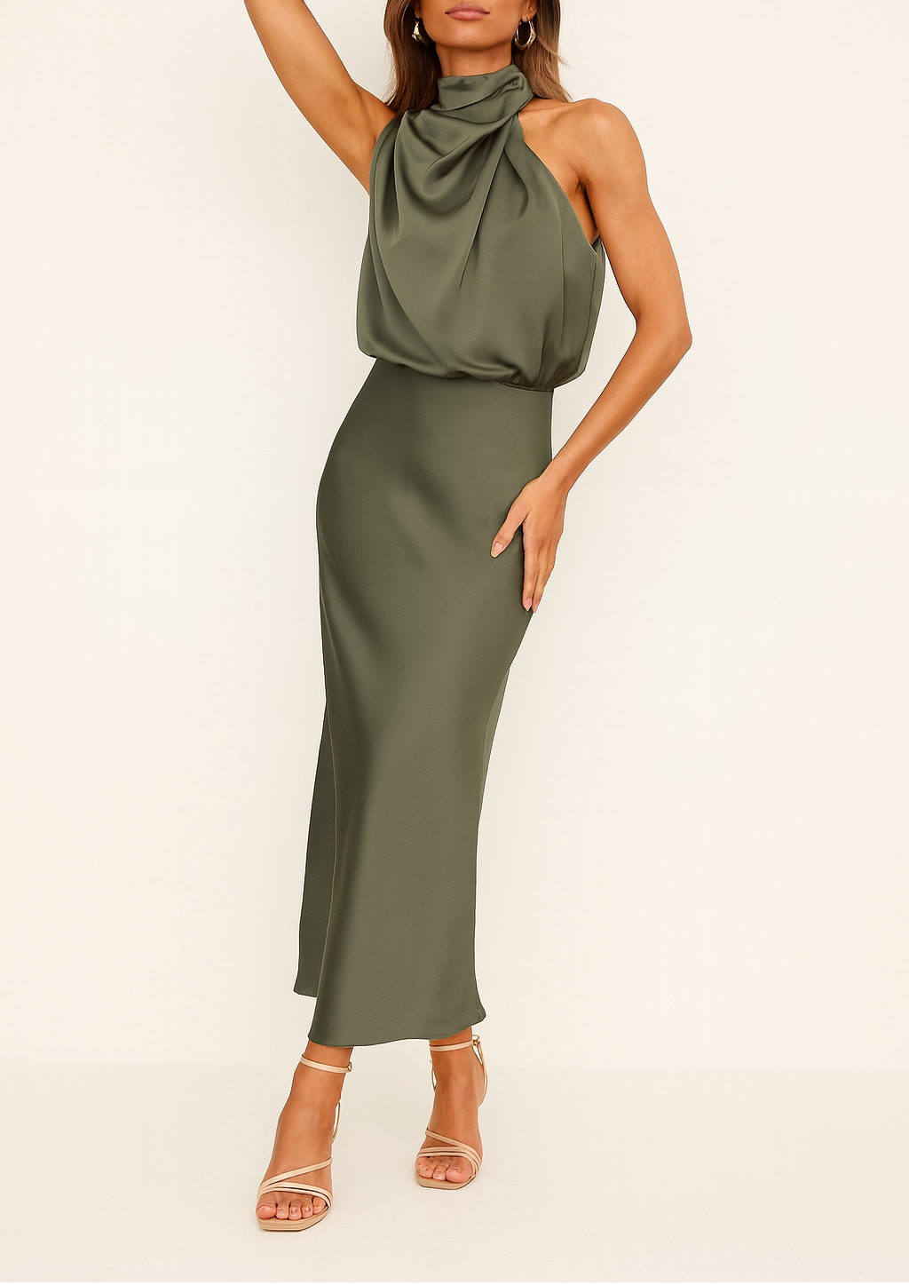 Benthe | Off-Shoulder Satin Midi Dress