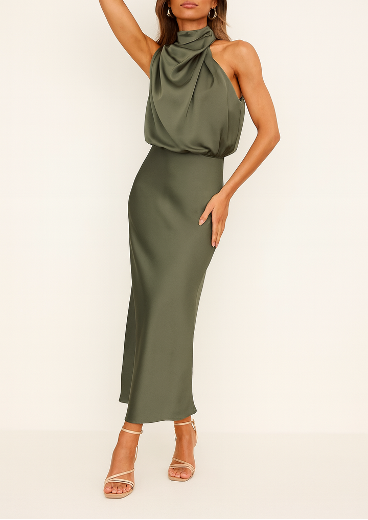 Benthe | Off-Shoulder Satin Midi Dress