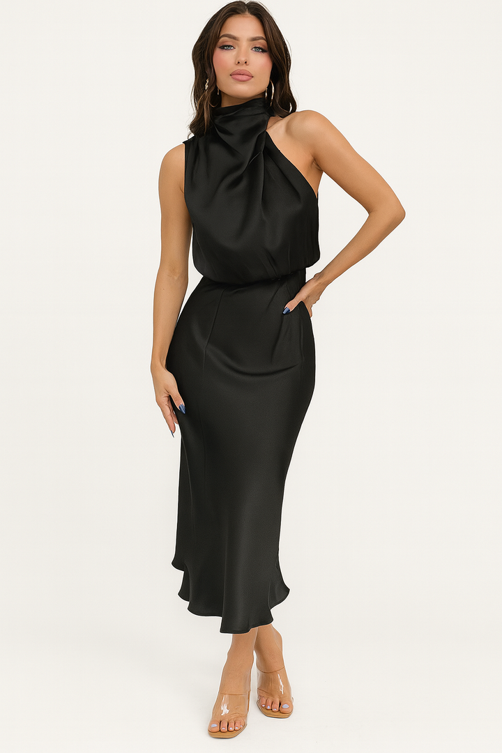 Benthe | Off-Shoulder Satin Midi Dress