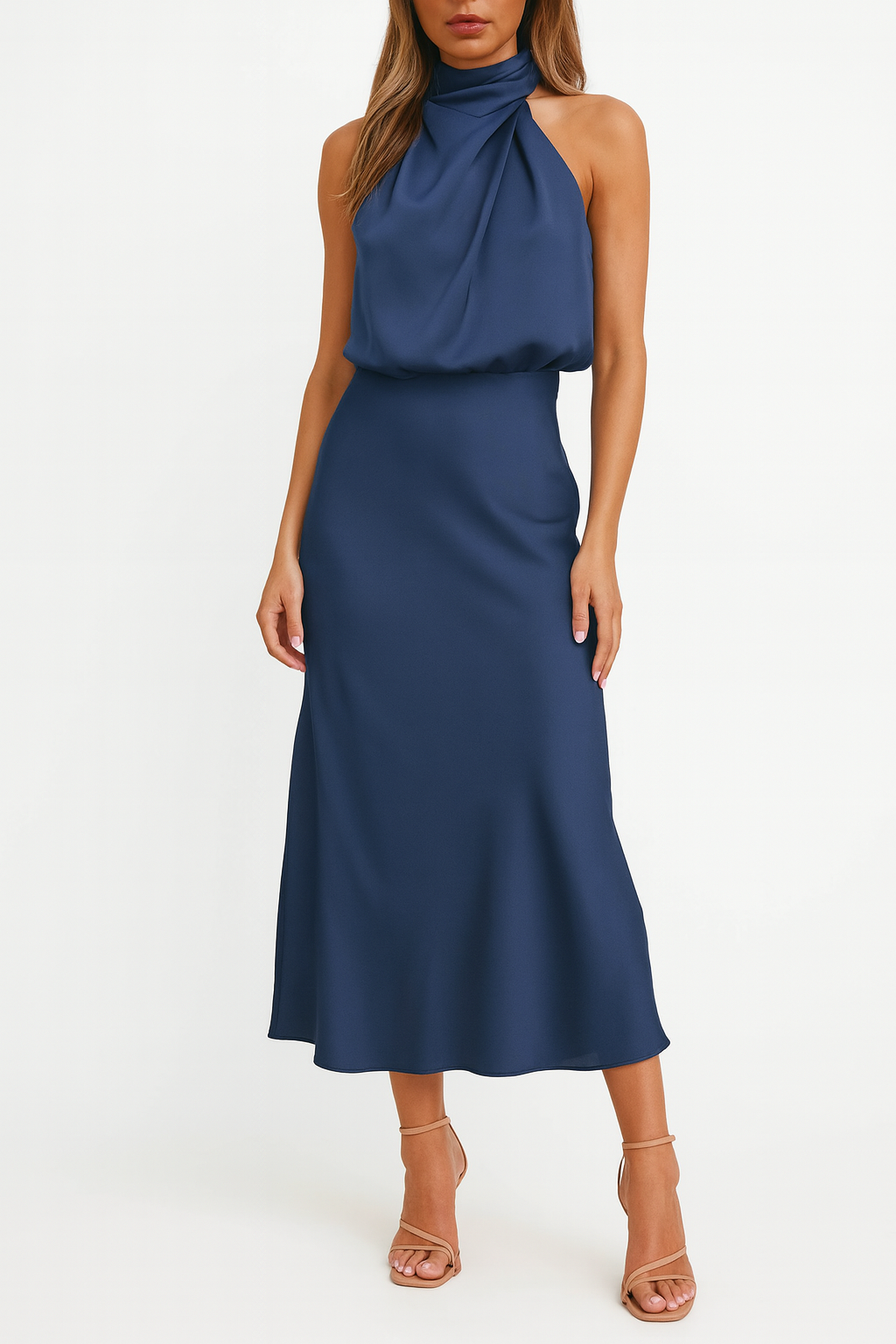 Benthe | Off-Shoulder Satin Midi Dress