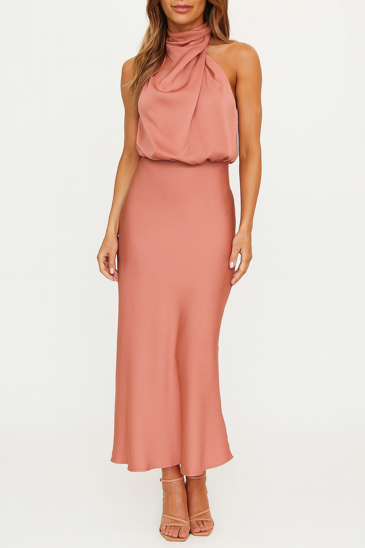 Benthe | Off-Shoulder Satin Midi Dress