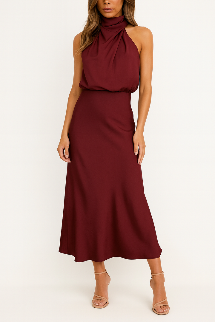 Benthe | Off-Shoulder Satin Midi Dress