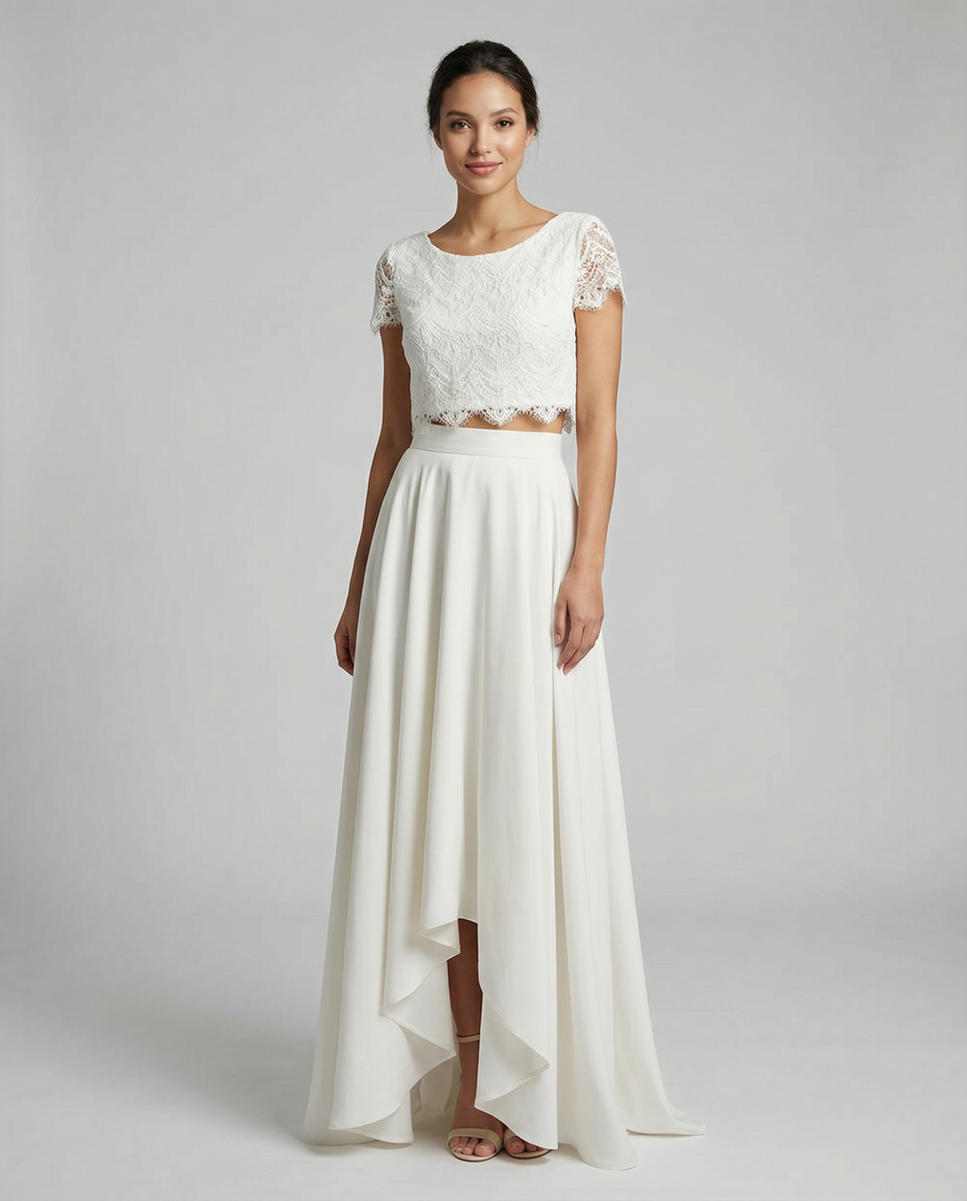 Saskia | High-Low Lace Midi Dress