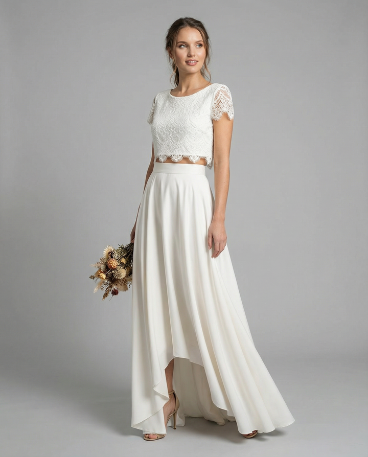 Saskia | High-Low Lace Midi Dress