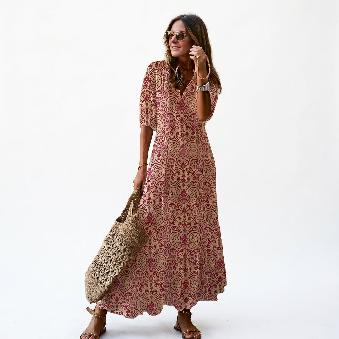 Paige | Boho Vintage Floral Midi Dress
