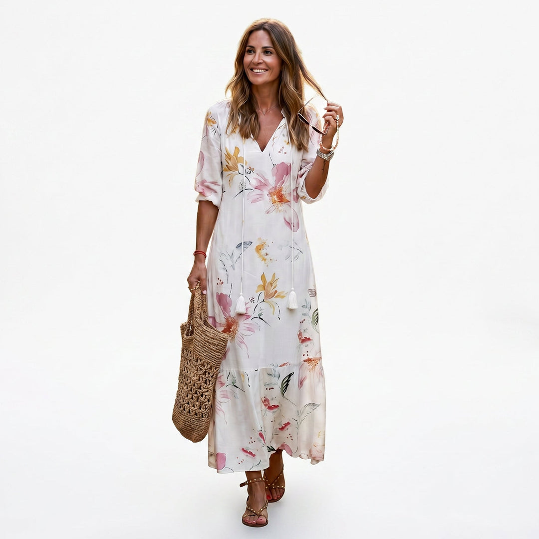 Paige | Boho Vintage Floral Midi Dress
