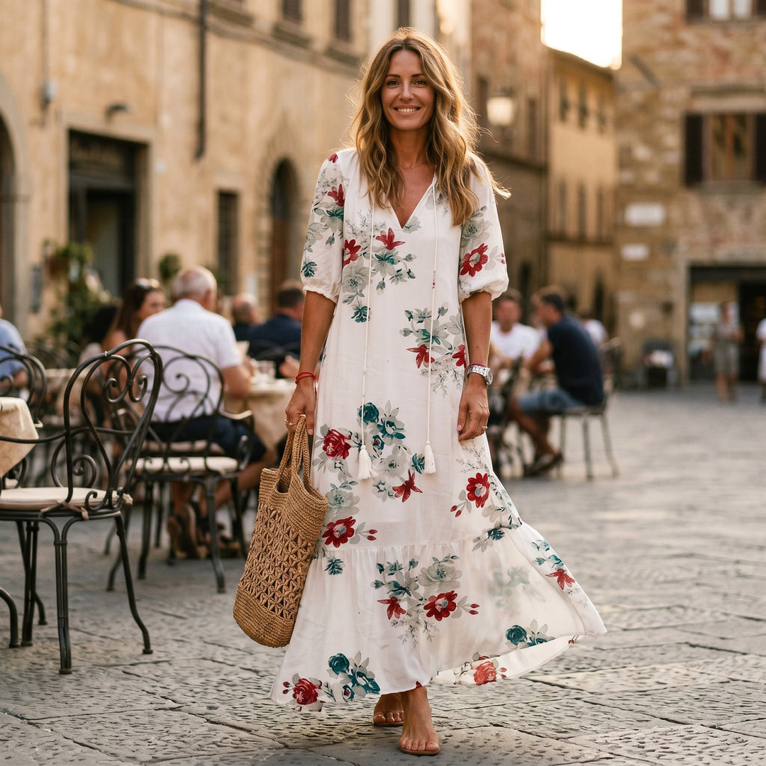Paige | Boho Vintage Floral Midi Dress