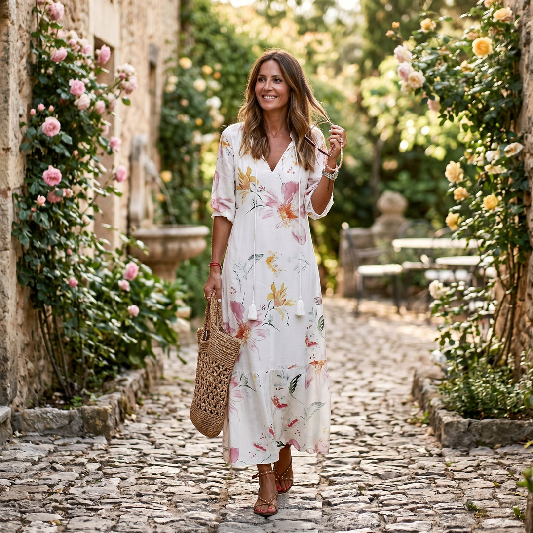 Paige | Boho Vintage Floral Midi Dress