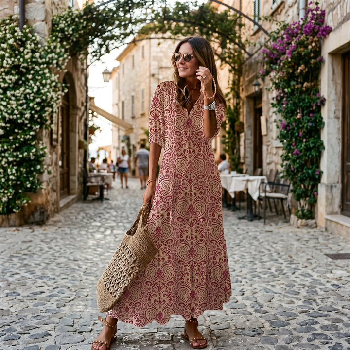 Paige | Boho Vintage Floral Midi Dress